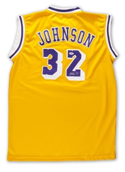 Lot of (10) Magic Johnson Signed Los Angeles Lakers Jerseys